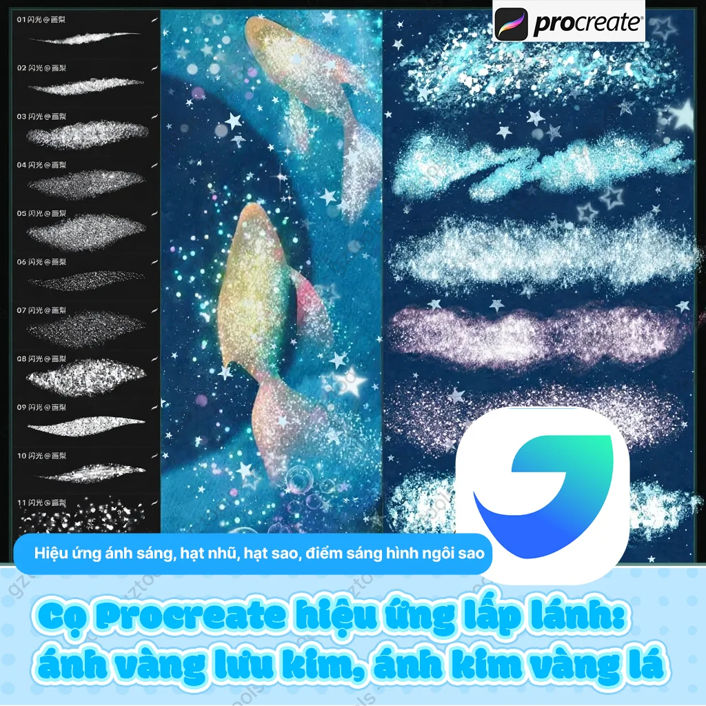 30 Cọ Procreate hiệu ứng lấp lánh-GenZ Academy