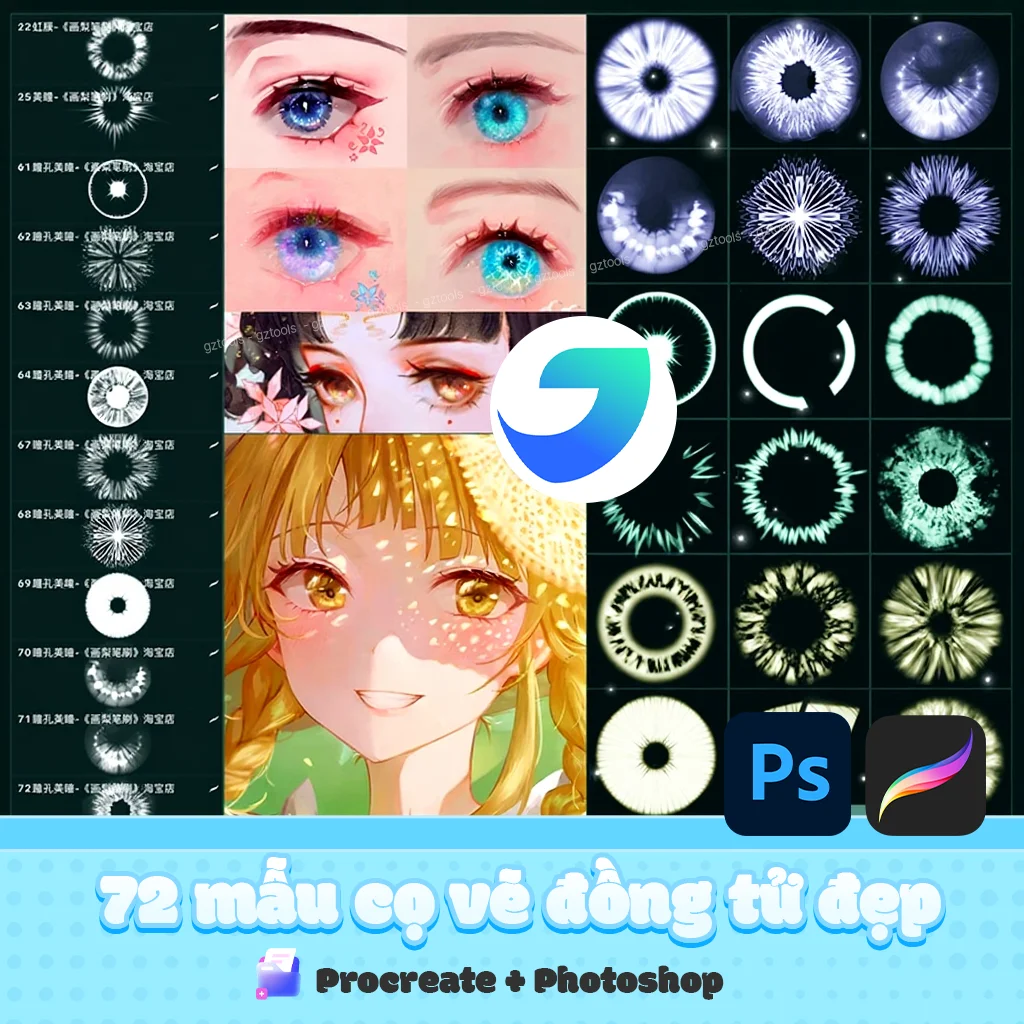 72 mẫu cọ vẽ đồng tử đẹp cho Procreate & Photoshop